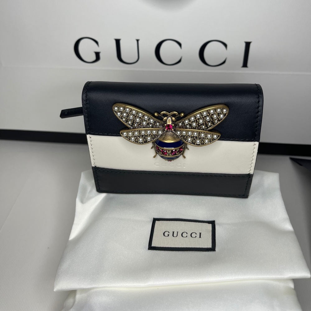 GUCCI Queen Margaret GG Case Black/White Wallet